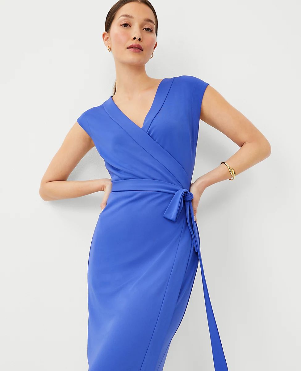 Cap Sleeve Wrap Midi Dress | Ann Taylor (US)