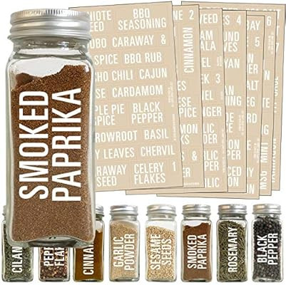 Talented Kitchen 134 White All Caps Spice Label Set: 134 Spice Names + Numbers. White Letters on ... | Amazon (US)