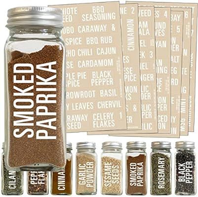 Talented Kitchen 134 White All Caps Spice Label Set: 134 Spice Names + Numbers. White Letters on ... | Amazon (US)