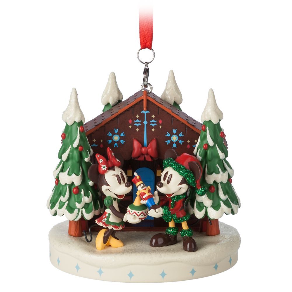 Mickey and Minnie Mouse Figural Holiday Sketchbook Ornament | Disney Store