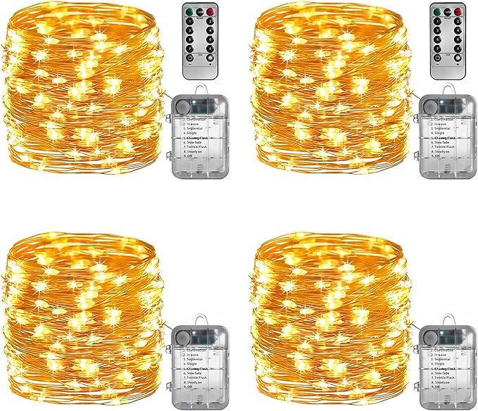 Sterno Home GL40736 50-Count Battery-Powered LED Fairy String 65.6-Feet, Remote Included, 4 Pack,... | Amazon (US)