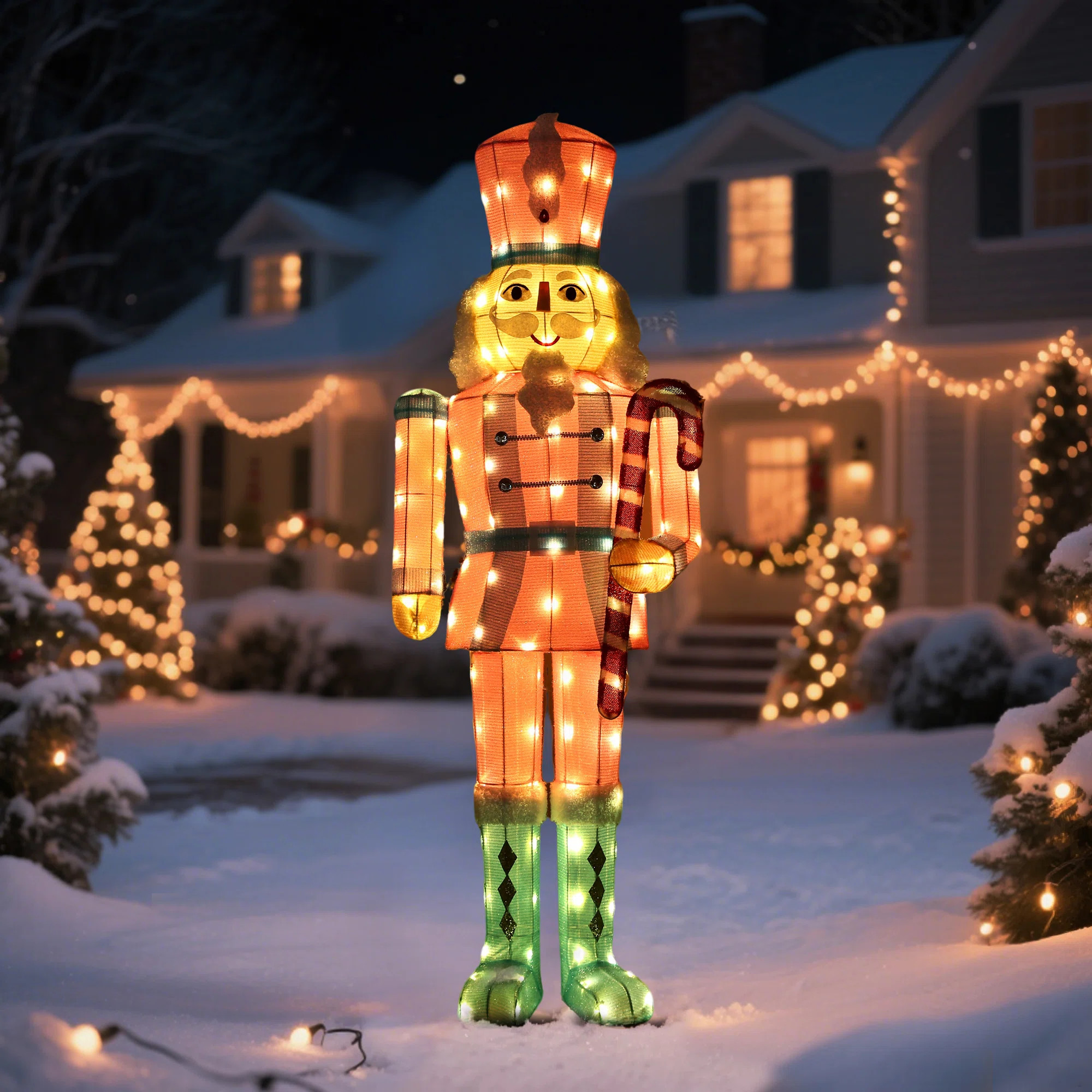 61-Inch Pink Nutcracker Lighted Soldier Outdoor Christmas Decorations Lighted Display | Wayfair North America