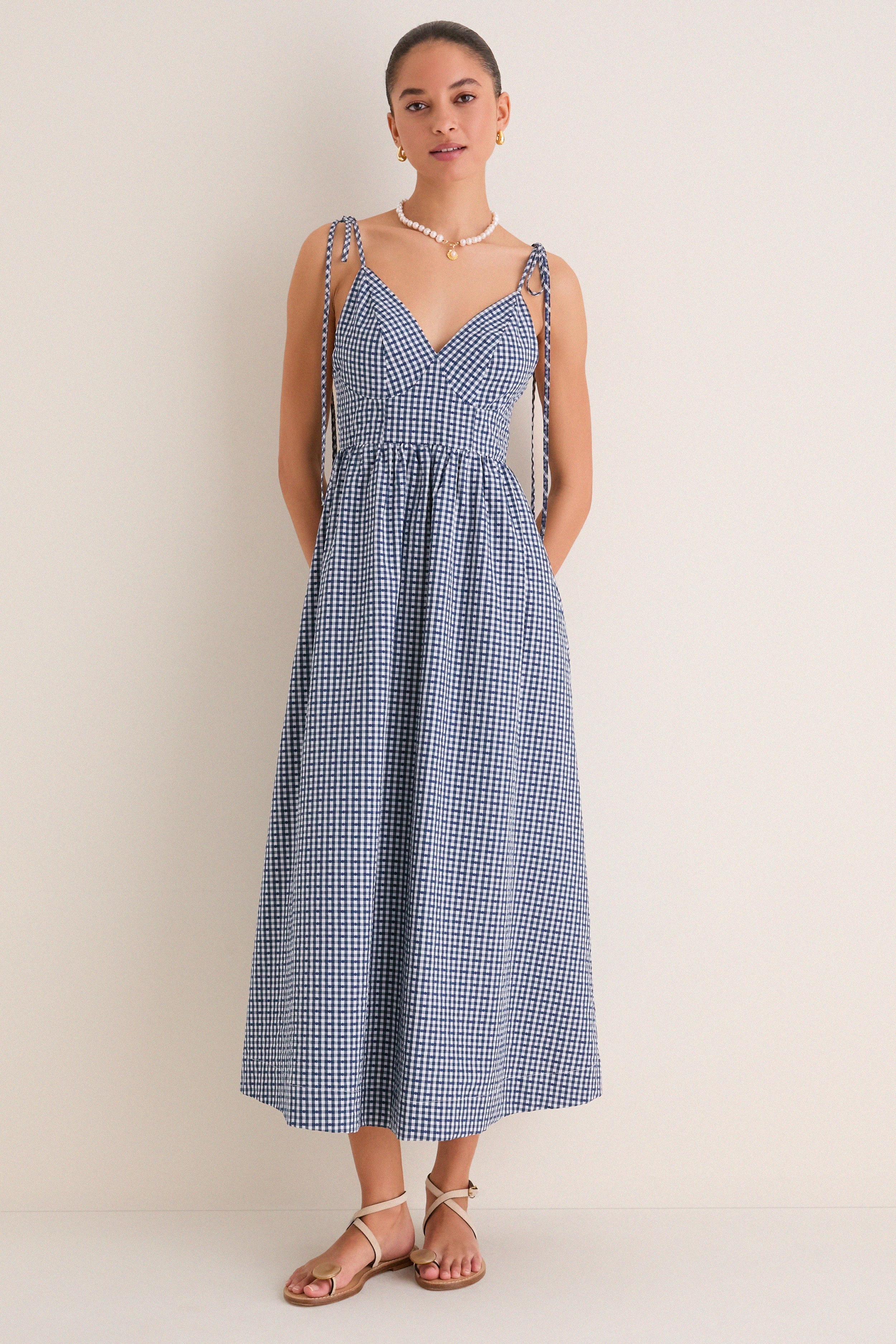 Navy Gingham Sloan Maxi Dress | Tuckernuck (US)