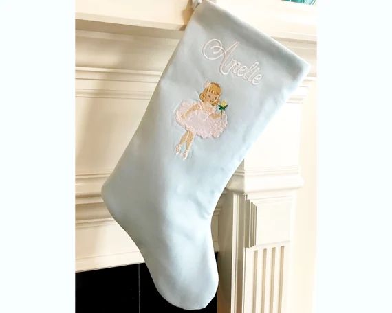 Vintage Ballerina Christmas Stocking on Blue Baby's First | Etsy | Etsy (US)