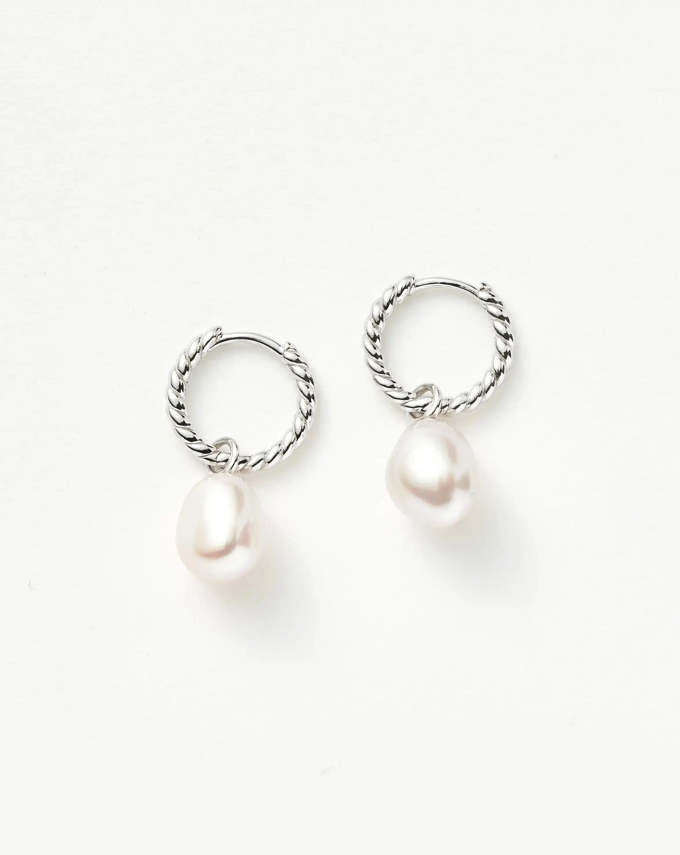 Pearl Twisted Small Drop Hoop Earrings | Sterling Silver | Missoma US