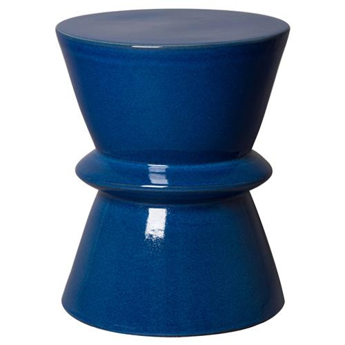 Midas Hollywood Regency Hourglass Blue Garden Stool Table | Kathy Kuo Home