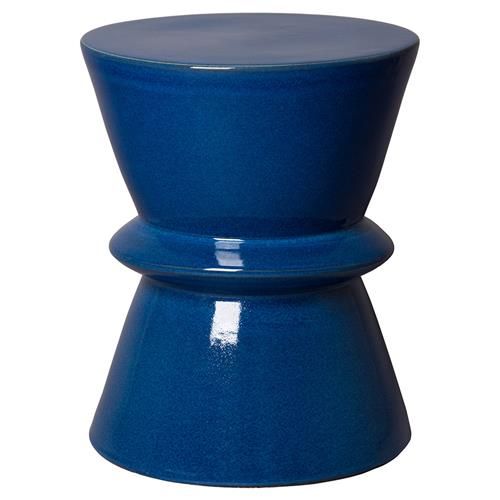 Midas Hollywood Regency Hourglass Blue Garden Stool Table | Kathy Kuo Home