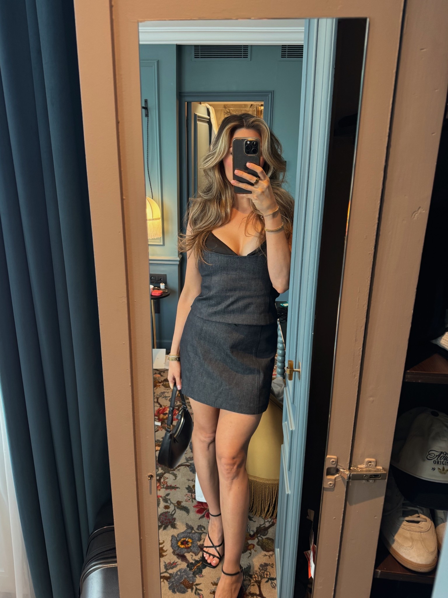 First dinner outfit in Paris 🖤 Love this little set from Zara! It’s a denim material with a satin black detail at the bust. 

Sizing info:
Skirt - Small 
Top - Medium 

#LTKFindsUnder100 #LTKFindsUnder50 #LTKSummerEdit