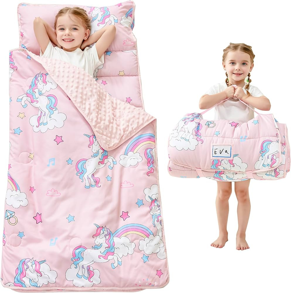 Toddler Nap Mat with Pillow and Blanket, Extra Large Rolled Napping Mats,Slumber Bags for Boys Gi... | Amazon (US)