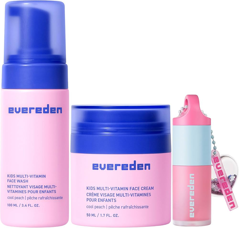 Evereden Happy Kids Skin & Lips Routine - Multi-Vitamin Face Wash & Face Cream Peach & Tinted Lip... | Amazon (US)
