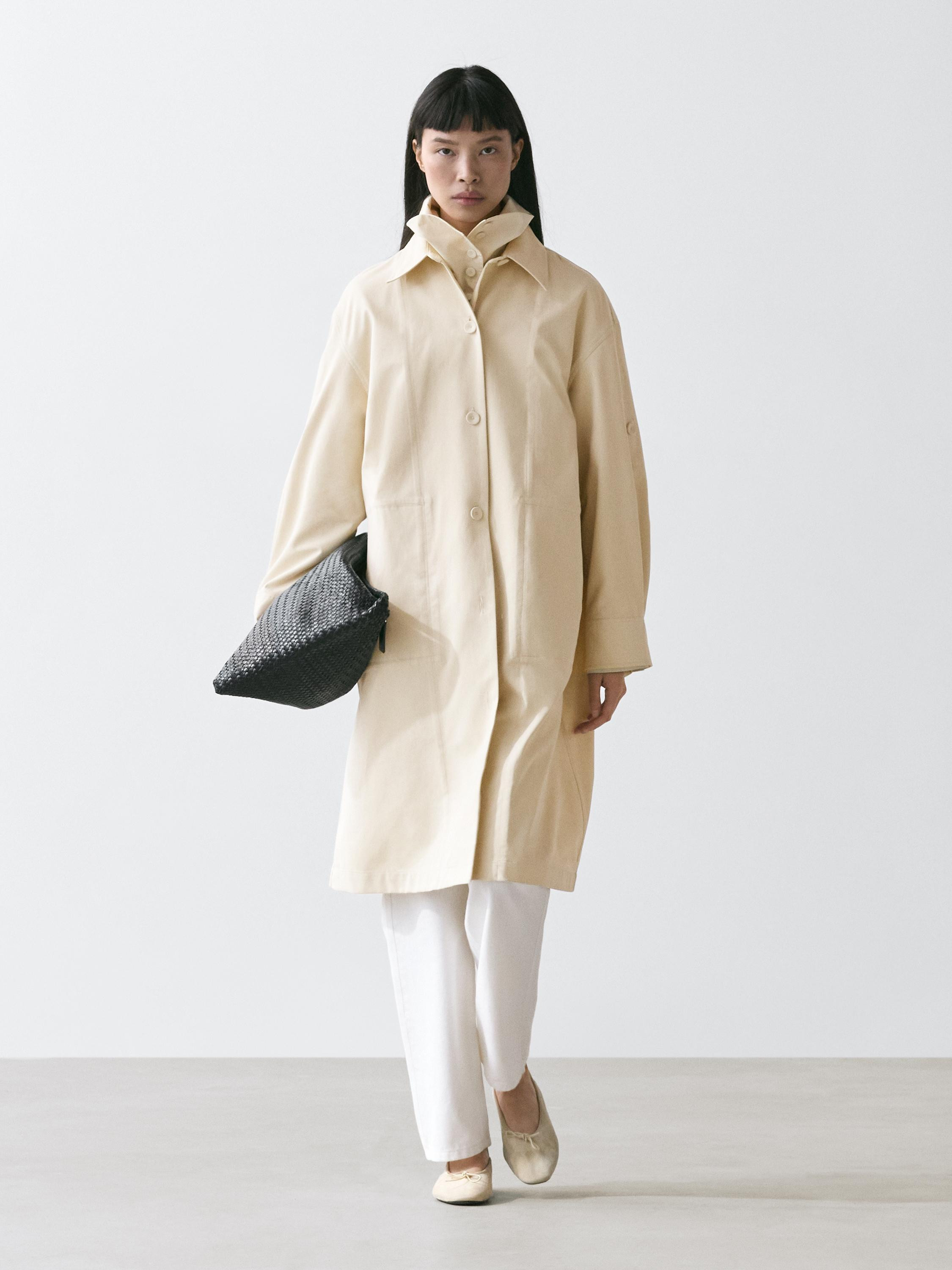 Cotton trench coat with roll-up sleeves | Massimo Dutti UK