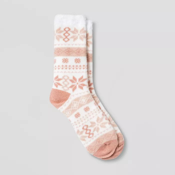 Women's Fair Isle Double Lined Cozy Crew Socks - A New Day™ 4-10 | Target