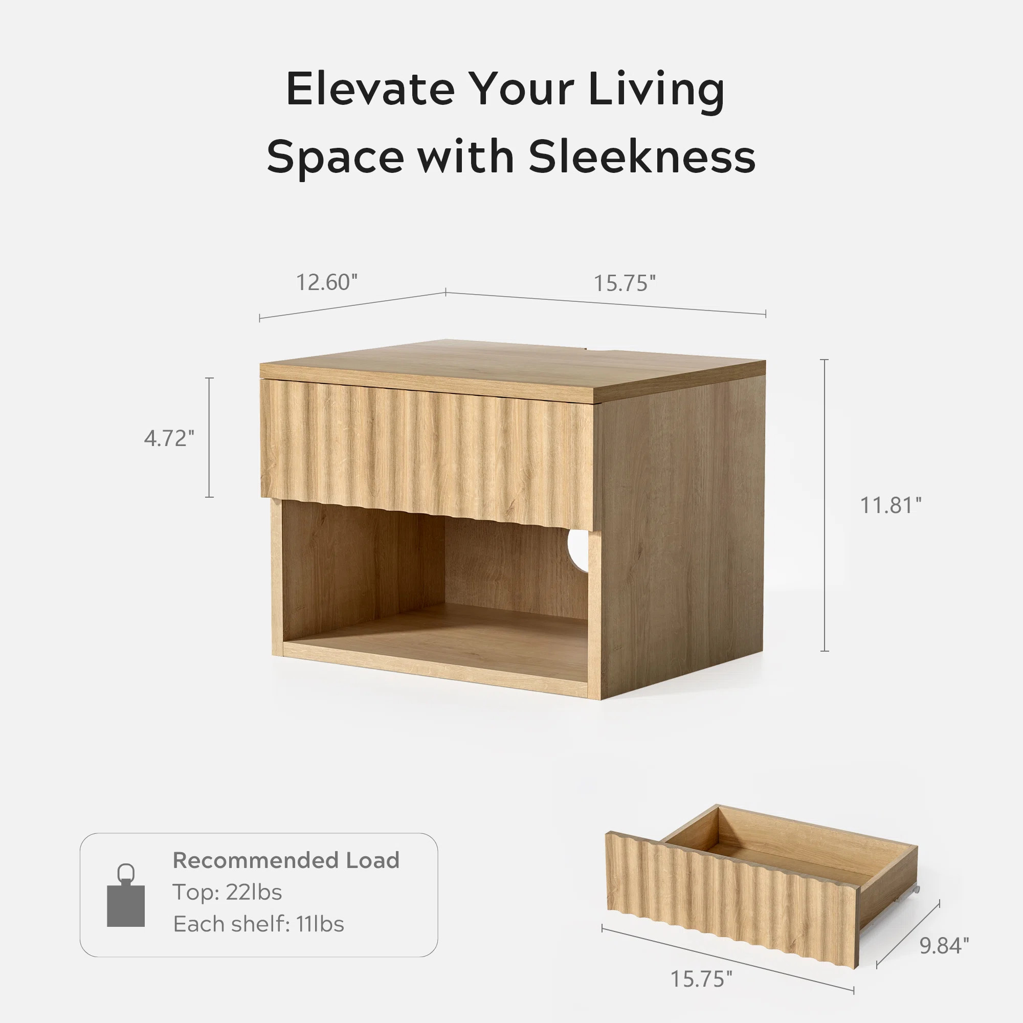 Drawer Wall-Mounted Nightstand With Open Cubby | Wayfair North America