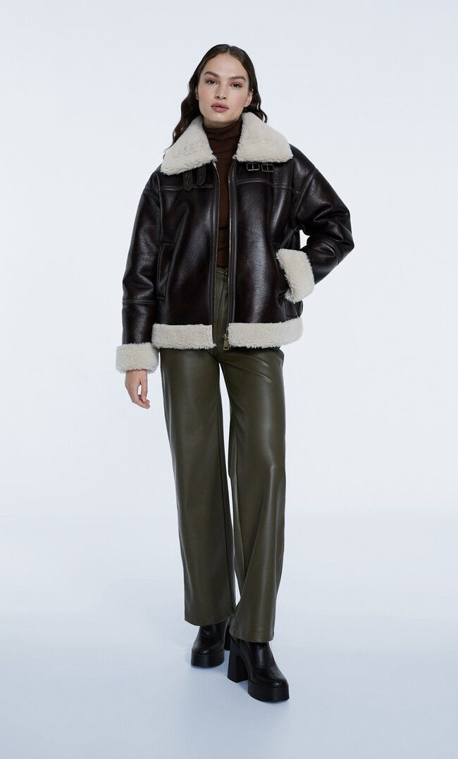 Vintage double-faced aviator jacket - Women's fashion | Stradivarius United Kingdom | Stradivarius (UK)