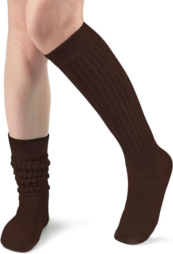 Witwot Slouch Socks Women Knit Knee High Boot Long Sock Cotton Tube Scrunch Sock for Women | Amazon (US)