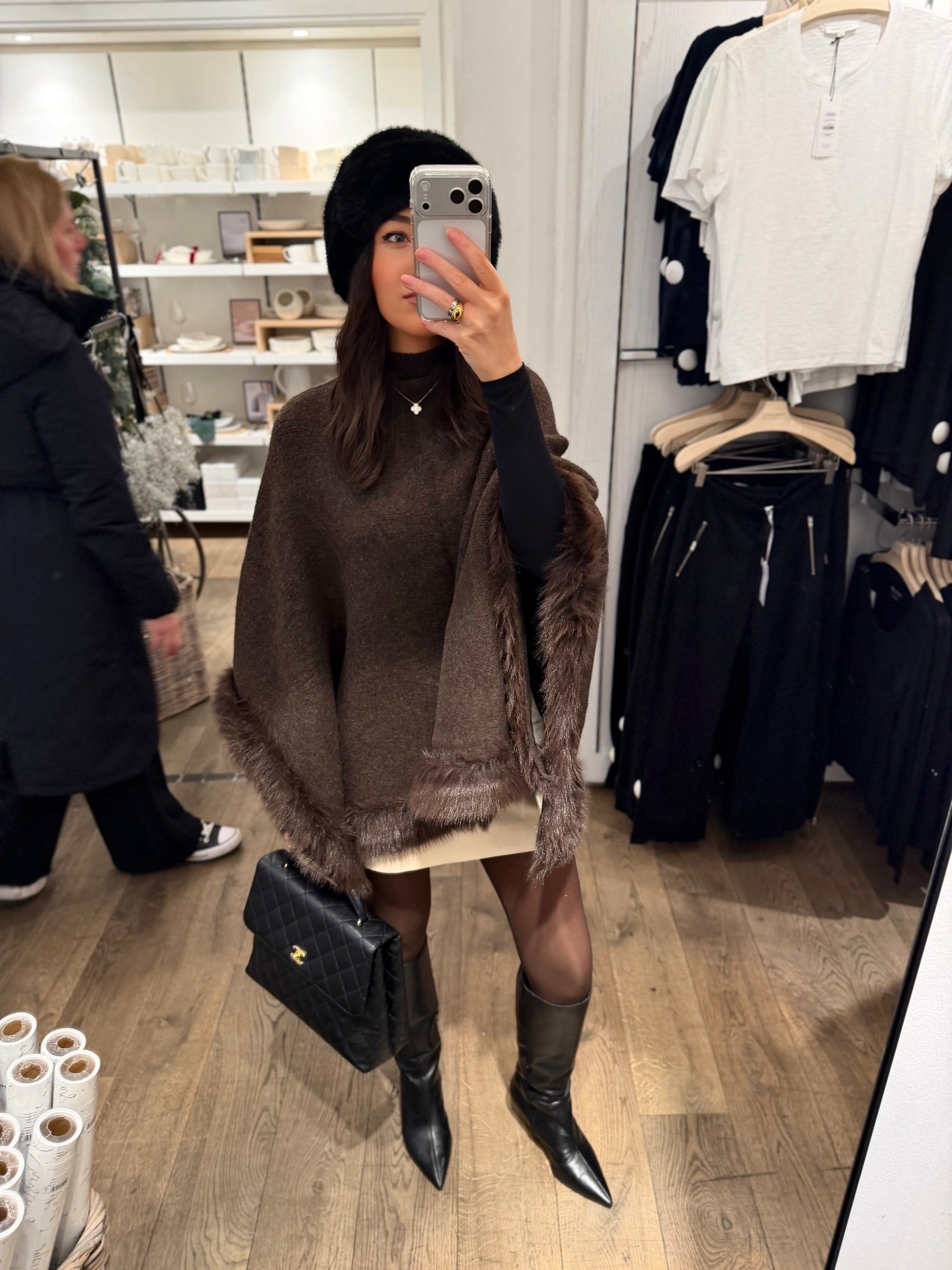 Christmas shopping day look 🤎
Absolutely love this fur trim poncho! 

#LTKfestive #LTKwinter #LTKstyletip