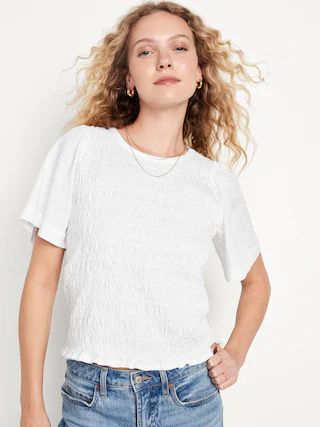 Short-Sleeve Smocked Top | Old Navy (US)
