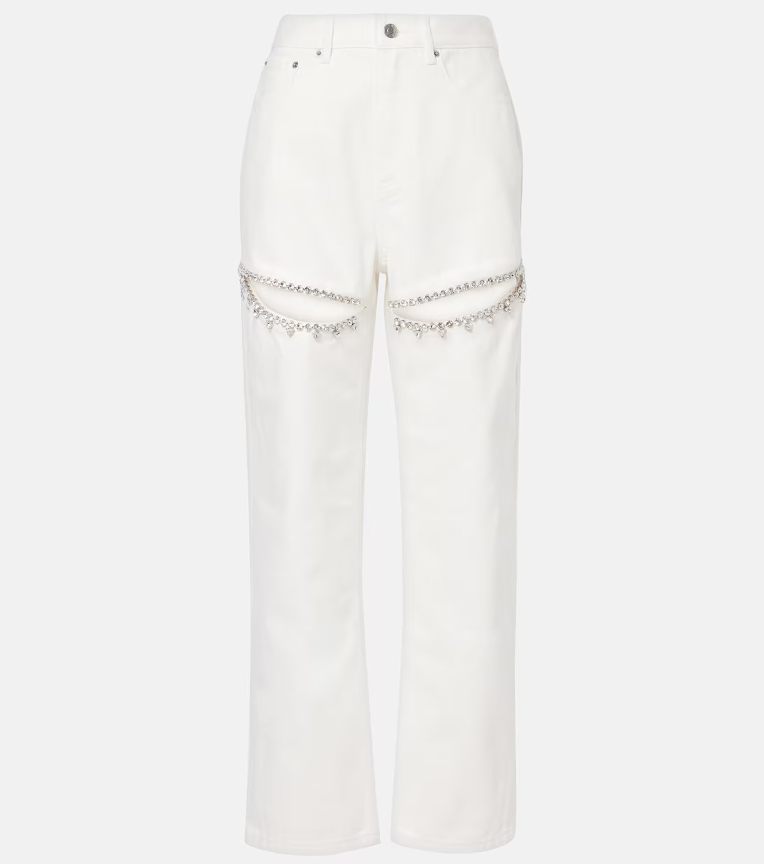 Crystal-embellished cutout straight jeans | Mytheresa (US/CA)