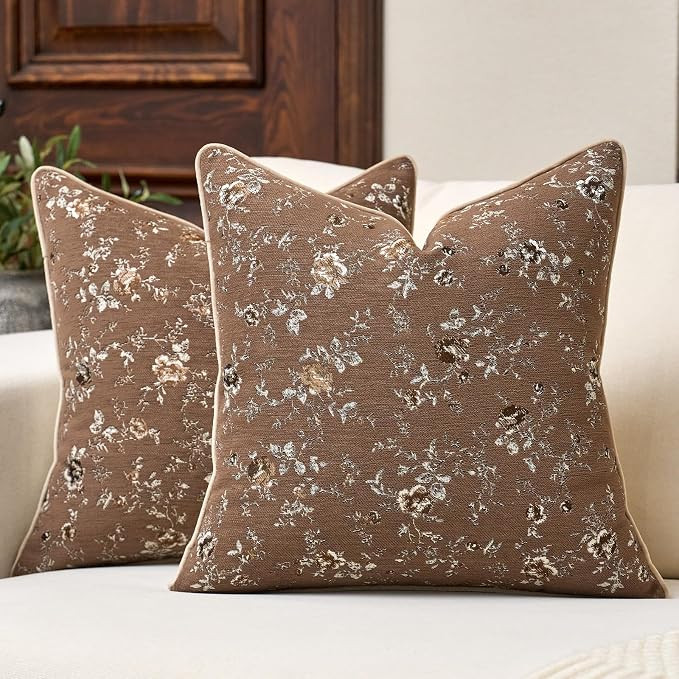 Pack of 2 Vintage Floral Throw Pillow Covers 18 x 18 Inch,Farmhouse Cushion Covers Retro Decorati... | Amazon (US)