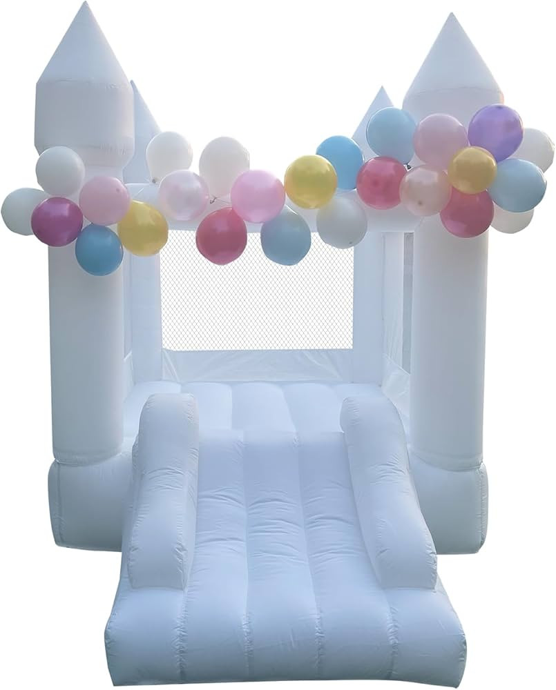 White Bounce House with Slide for Toddlers 1-8 Kids 8ftx6ft Indoor Small Mini Oxford Cloth Inflat... | Amazon (US)