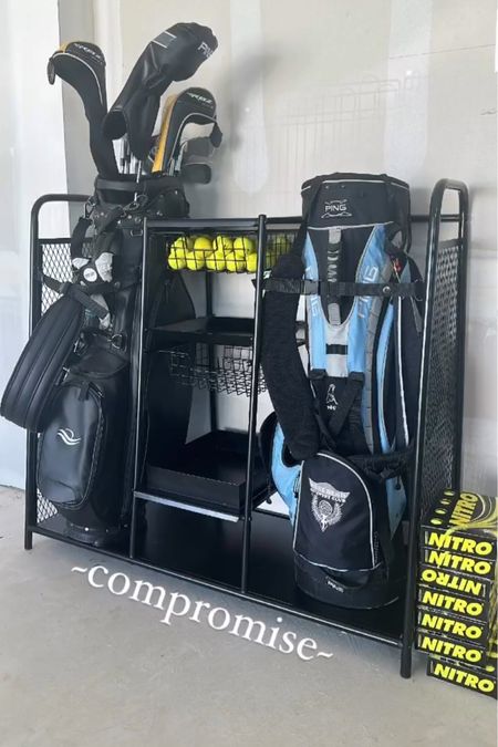 Our golf club storage rack in the garage! Marriage is about compromise 😂. #bysophialee

#LTKFind