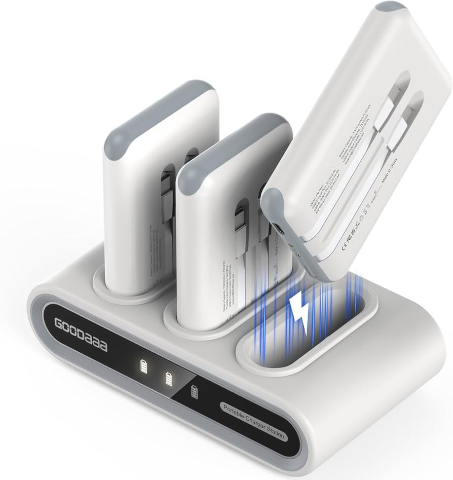 GOODaaa Portable Charger, 3-Pack 10000mAh Slim Power Bank Built in Cables, 3 Outputs 1 Inputs for... | Amazon (US)