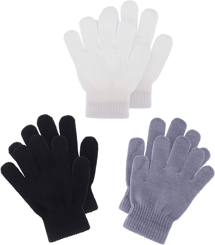 3 Pairs Toddler Gloves Kids Mittens Winter Warm Knitted Gloves Full Finger Mittens for Toddler Bo... | Amazon (US)