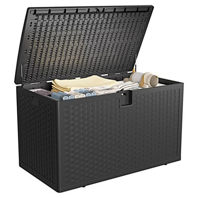 GOCAPTAIN 120 Gallon Waterproof Outdoor Storage Box - Lockable Deck Box for Patio Furniture, Cushions, and Garden Tools, All-Weather Resin, Black | Target