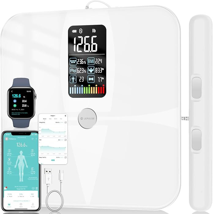 Lepulse 8-Electrode Smart Body Composition Scale, Dual-Frequency BMI & Body Fat Analyzer with Col... | Amazon (US)
