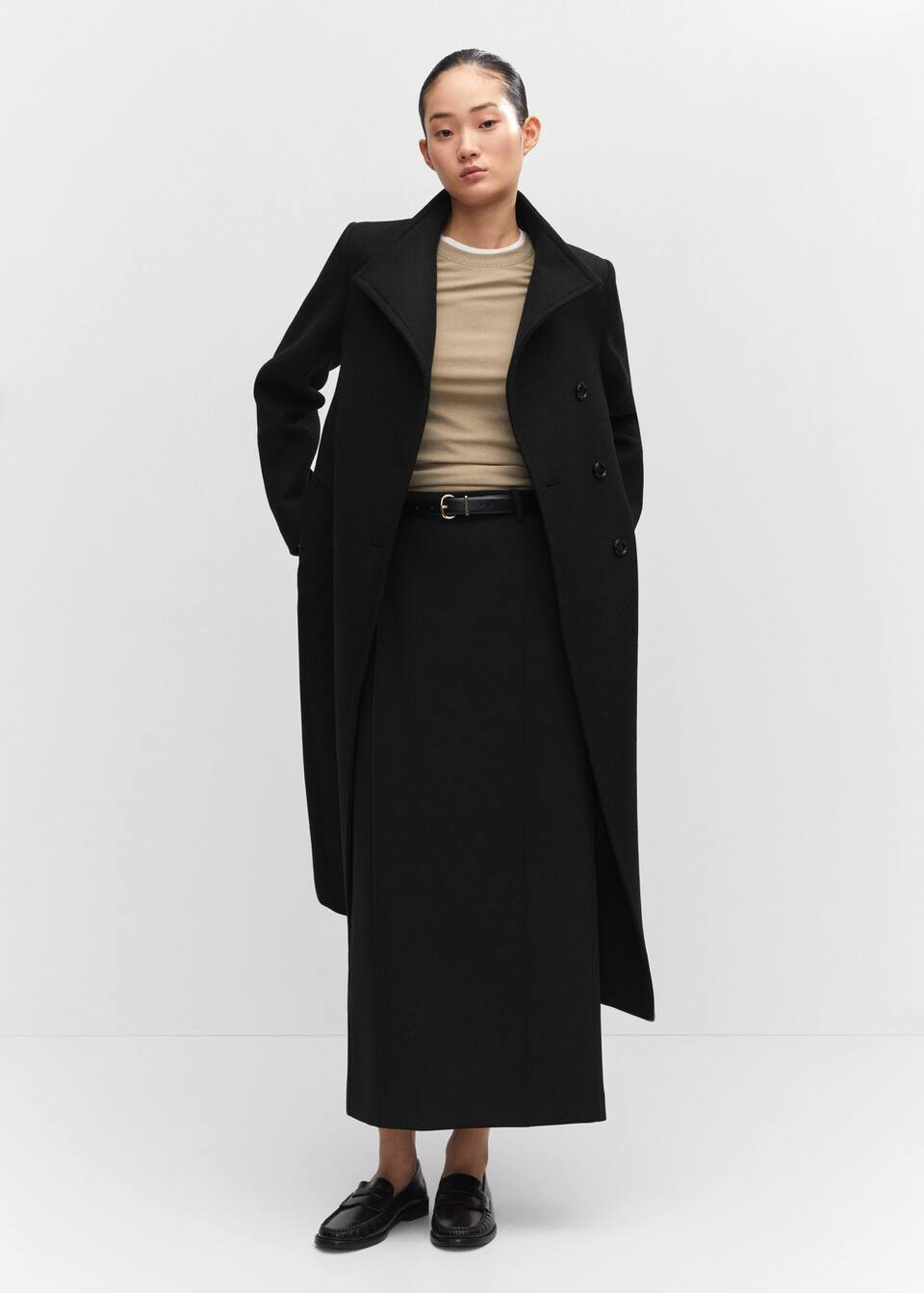 Woollen coat with belt -  Woman | Mango Canada | Mango Canada
