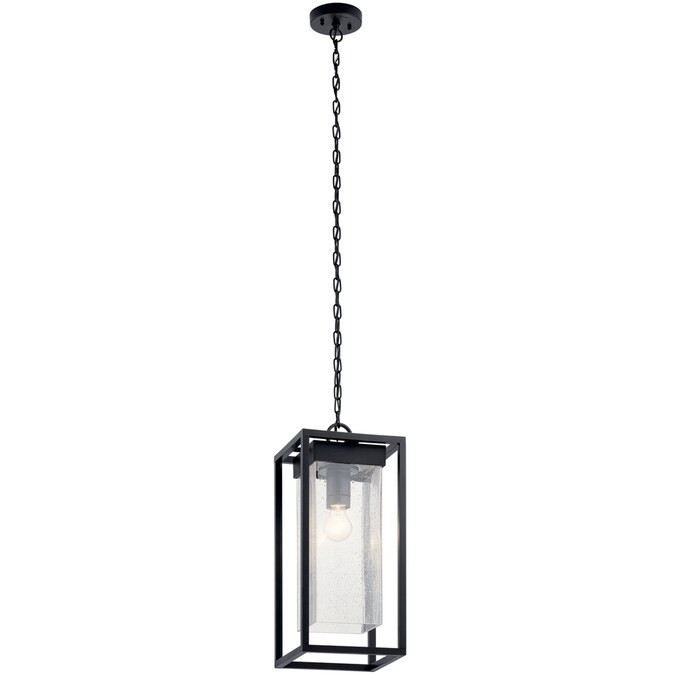 Kichler Mercer Black with Silver Highlights Transitional Seeded Glass Cylinder Pendant Light Lowe... | Lowe's