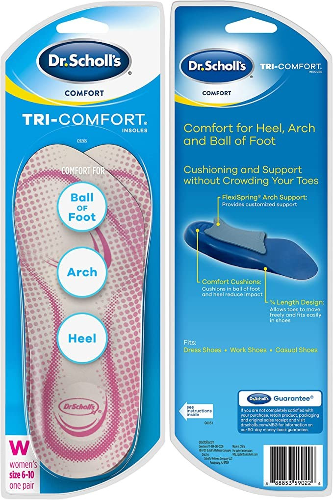 Dr. Scholl's Tri-Comfort Insoles - for Heel, Arch Support and Ball of Foot with Targeted Cushioni... | Amazon (US)
