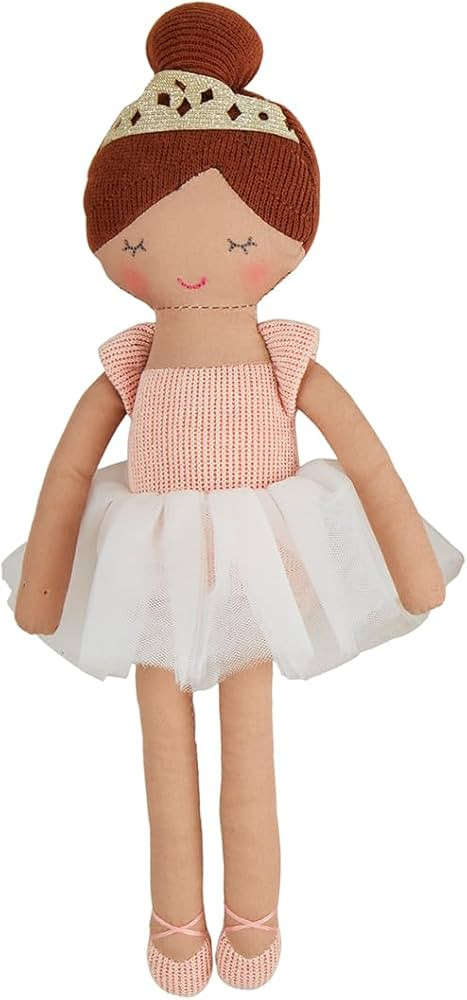 Mud Pie Children's Ballerina Plush Doll, Brunette, 11" x 4.5" | Amazon (US)