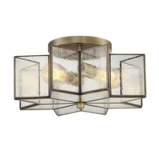 TUXEDO PARK LIGHTING 16 in. W x 7 in. H 2-Light Natural Brass Semi-Flush Mount Ceiling Light with... | The Home Depot