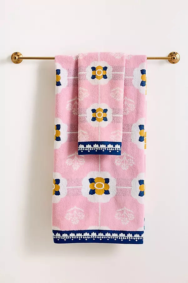 Flora Cotton Woven Floral Towel | Anthropologie (US)