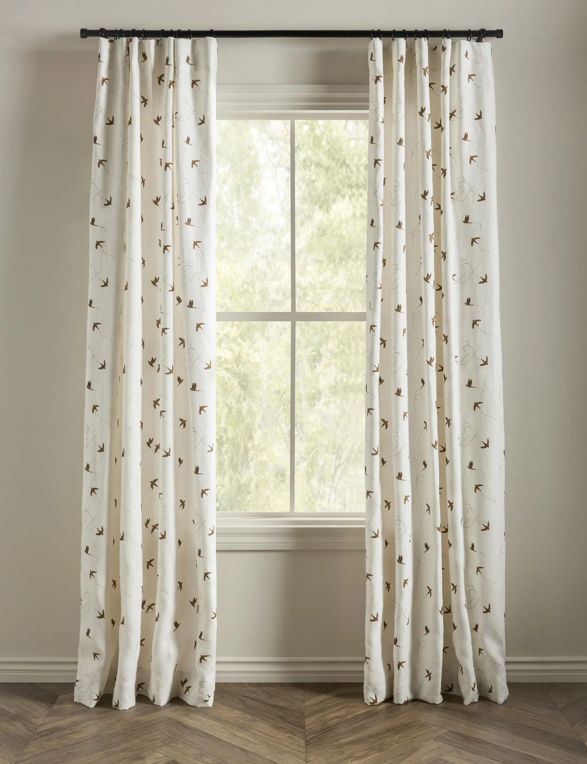 Sparrow Linen Curtain Panel by Rylee + Cru, Rust, 50" x 96 | Lulu and Georgia 