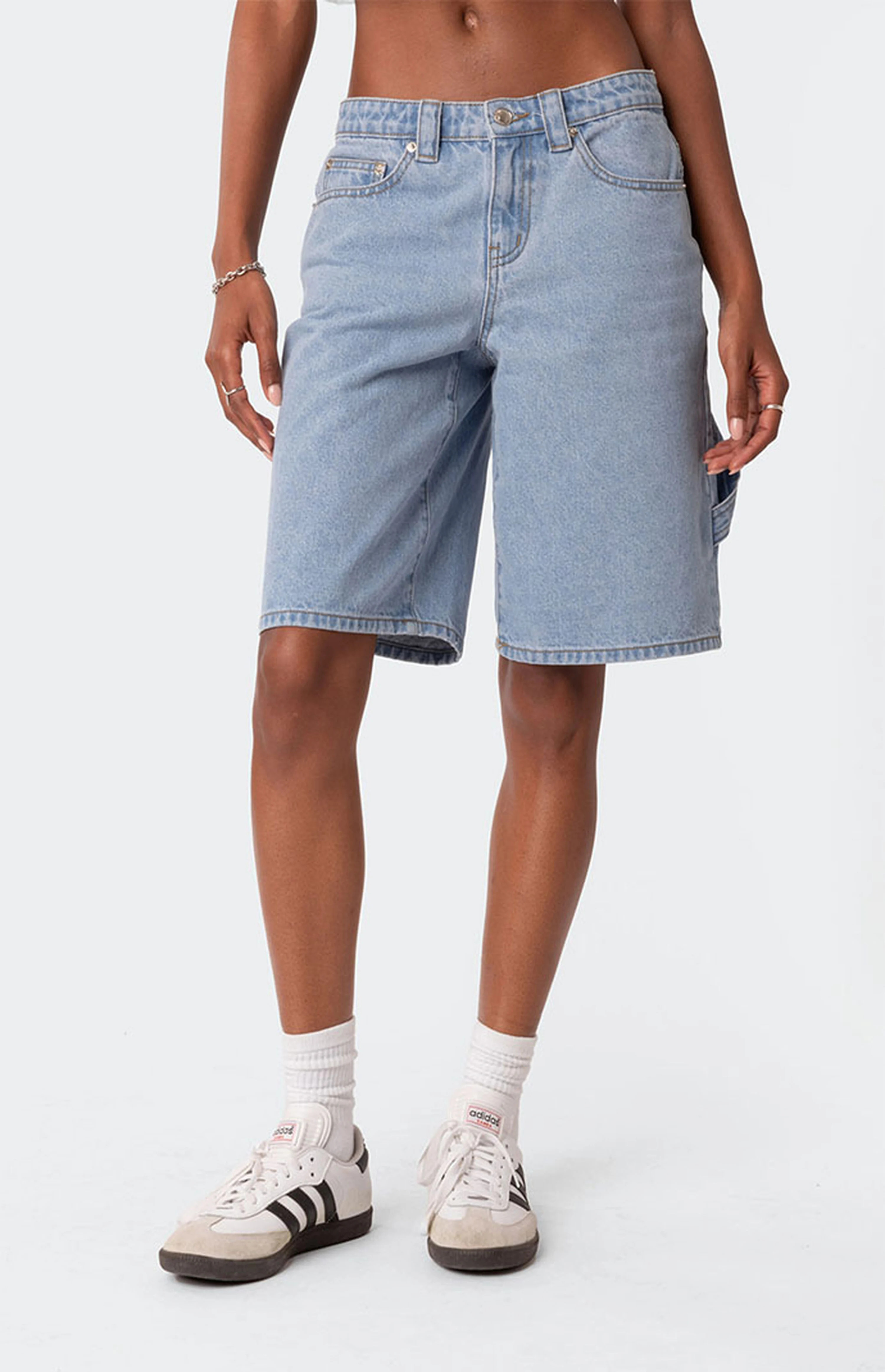 Edikted Low Rise Bermuda Denim Carpenter Shorts | PacSun