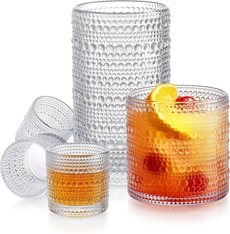 Glaver's Hobnail Drinking Glasses 12 Pc. Vintage Glassware Set. 4,15 Oz. Tall Highball Glasses: 4... | Amazon (US)