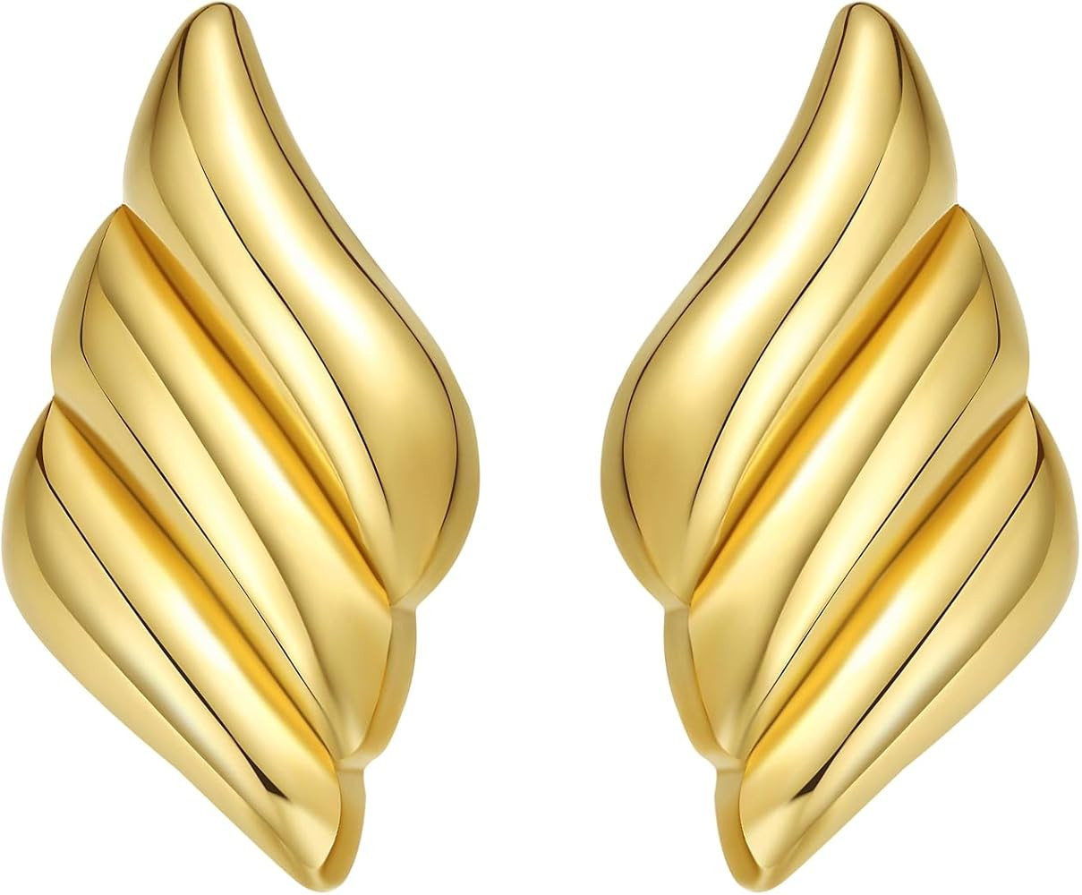 Geometric Rectangle Gold Stud Earrings Irregular Hammered Chunky Statement Square Earrings for Wo... | Amazon (US)