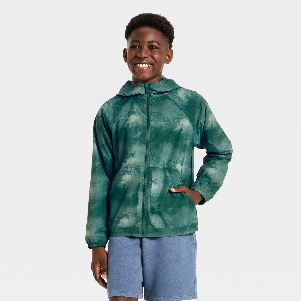 Boys' Windbreaker Rain Coat - All In Motion™ Teal Blue M | Target