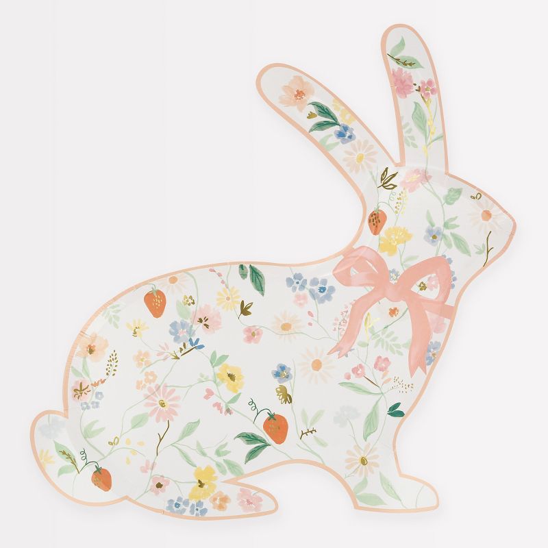 Meri Meri Elegant Floral Bunny Shaped Plates (Pack of 8) - Easter | Target