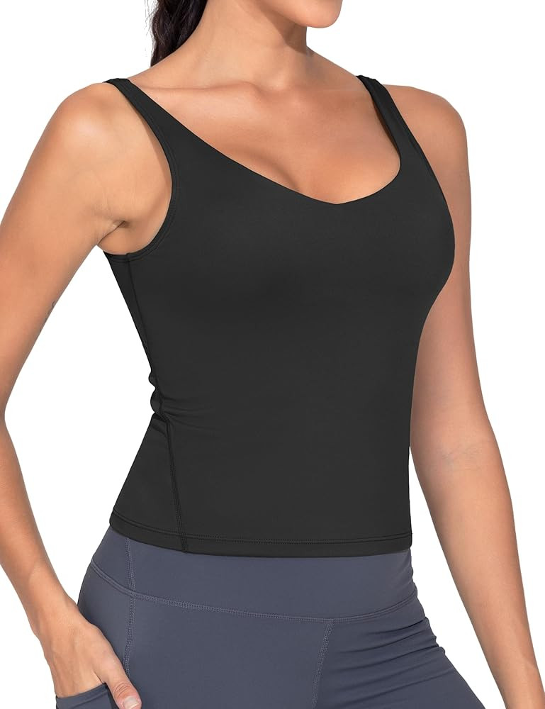 THE GYM PEOPLE Women's Longline Sports Bra Wirefree Padded Workout Yoga Tank Top | Amazon (US)