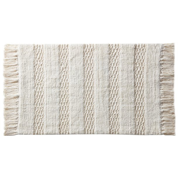 My Texas House Lancaster Stripe Fringe Cotton Bath Rug , Ivory, 20" x 32" - Walmart.com | Walmart (US)