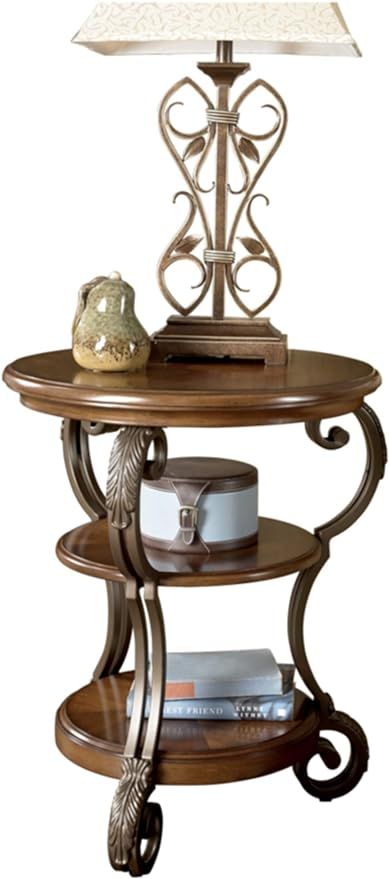 Signature Design by Ashley Nestor Traditional Hand-Finished Chairside End Table with 2 Fixed Shel... | Amazon (US)