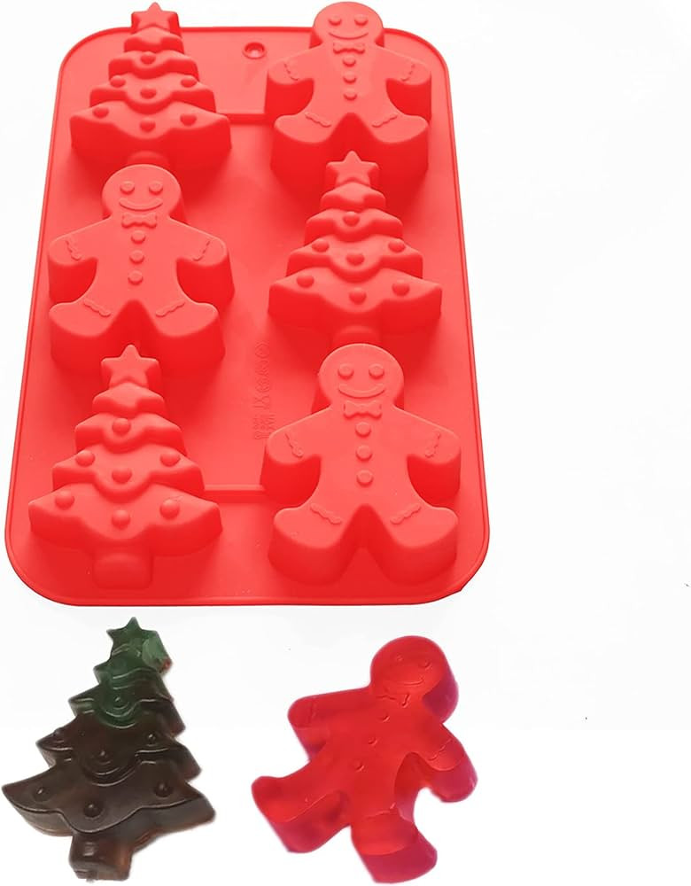X-Haibei Gingerbread Man Christmas Tree Soap Cookies Gelatin Crayon Cookie Siliocne Molds | Amazon (US)