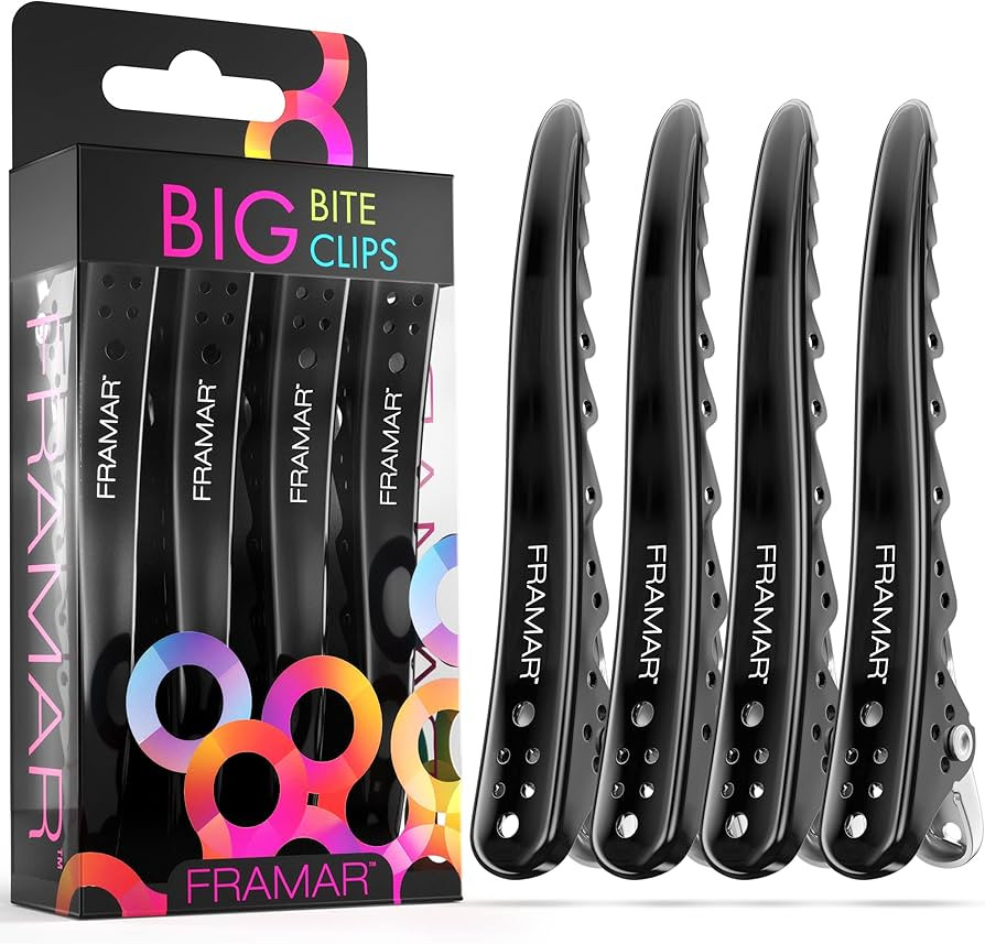Framar Black Big Bite Clips - Set of 4 Professional Hair Clips – Hair Clips for Styling, Clips ... | Amazon (US)
