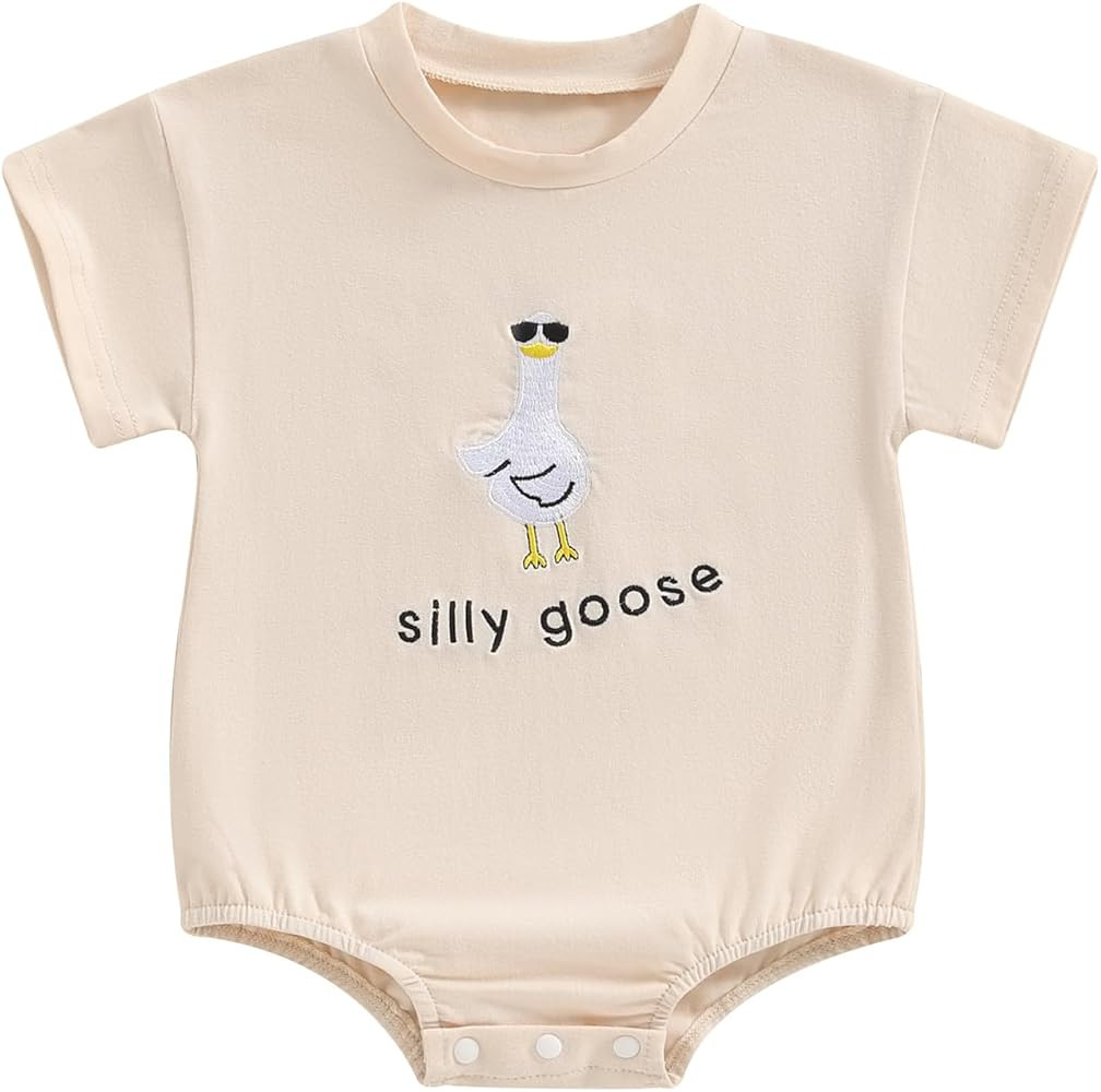 Newborn Baby Boy Girl Bubble Romper Silly Goose Short Sleeve Oversized Bodysuit Infant Farm Anima... | Amazon (US)