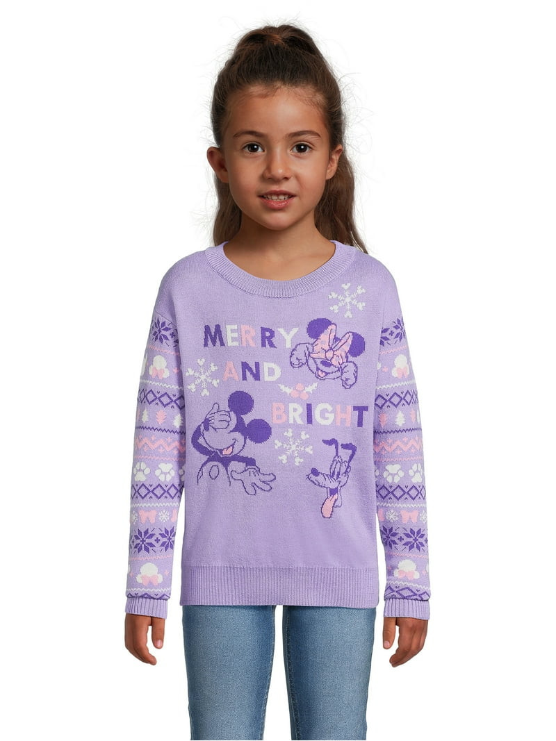Disney Minnie Mouse "Merry & Bright" Holiday, Sweaters (Girls') | Walmart (US)