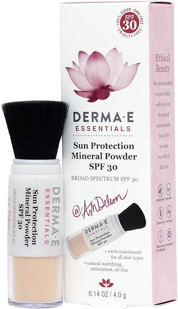 DERMA E Sun Protection Mineral Powder SPF 30 – All Natural Matte Face Powder Sunscreen – Non-... | Amazon (US)
