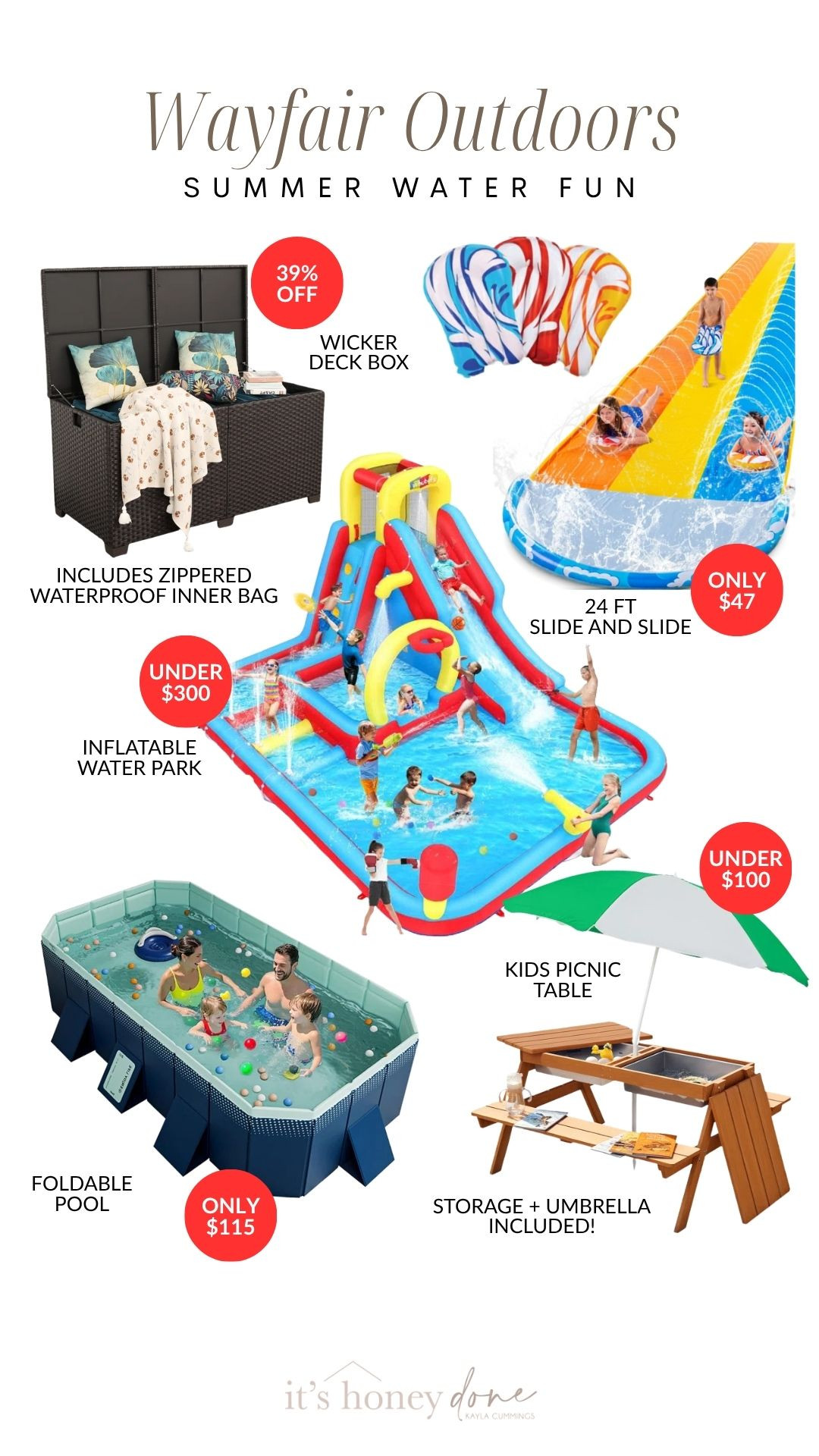 @Wayfair has everything you need to keep the kids happy and cool this summer. We have the splash pad, pool, slip and slide, and picnic water table and they all get used a TON. Totally worth the hype and all on sale right now!